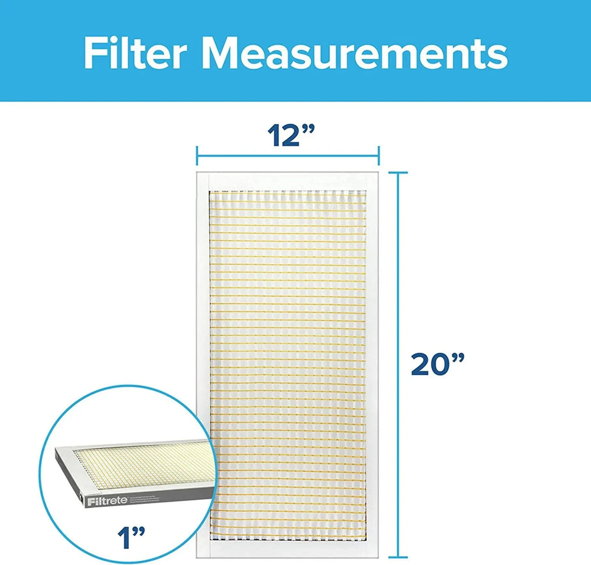 Filtrete 12x20x1 Air Filter,  300,  5, Clean Living Basic Dust 3-Month Pleated 1-Inch Air Filters, 6 Filters