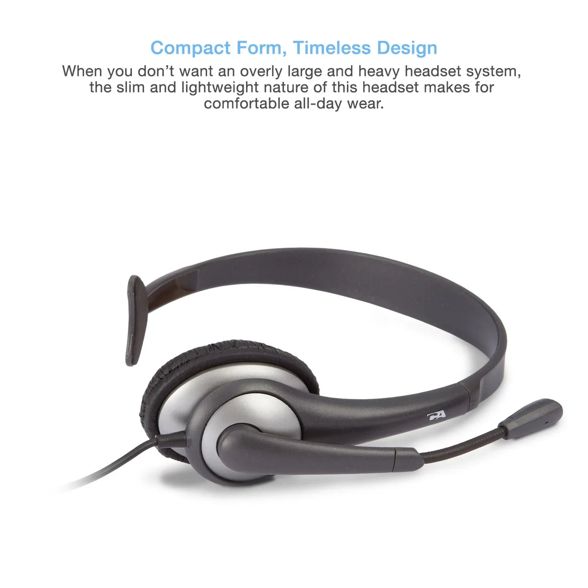 Cyber Acoustics Gray Mono Headset w/ Y-Adapter & Microphone (-104) -
